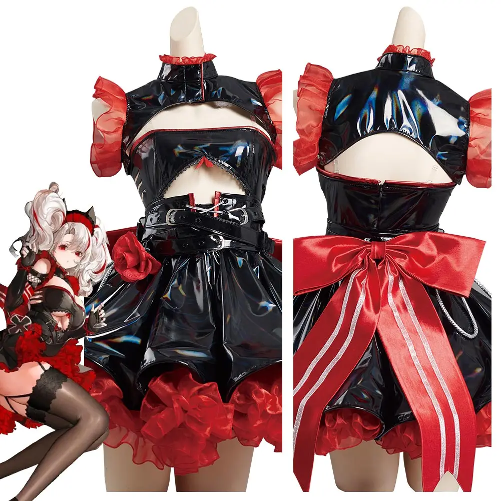 

Azur Lane -Prinz Adalbert Maid Dress Cosplay Costume Racing Outfits Halloween Carnival Suit