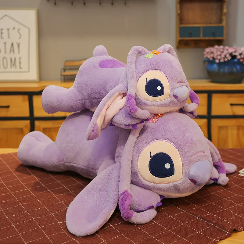 

55/80cm New Disney Kawaii Large Size Purple Angel Plush Toy Sleeping Pillow Cartoon Soft Stuffed Doll Room Decor Toys Girl Gifts