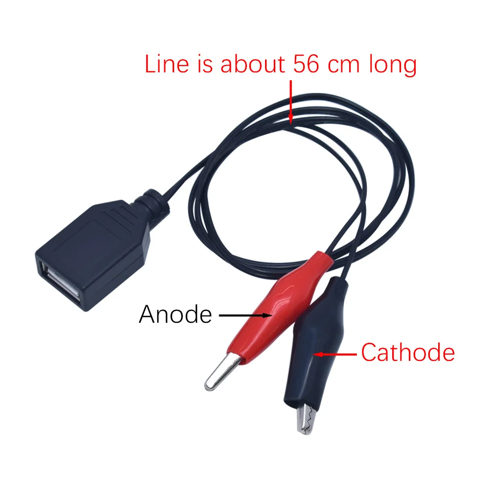Зажим крокодил 60 см переходник с USB папа и мама Электрический зажим источник