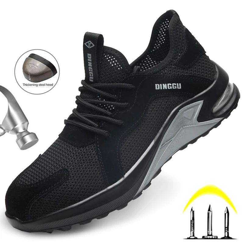 

Air Cushion Work Shoes Men Women Work Sneakers Lightweight Anti-Smash Safety Shoes Breathable Steel Toe Work Safety Boots 2022