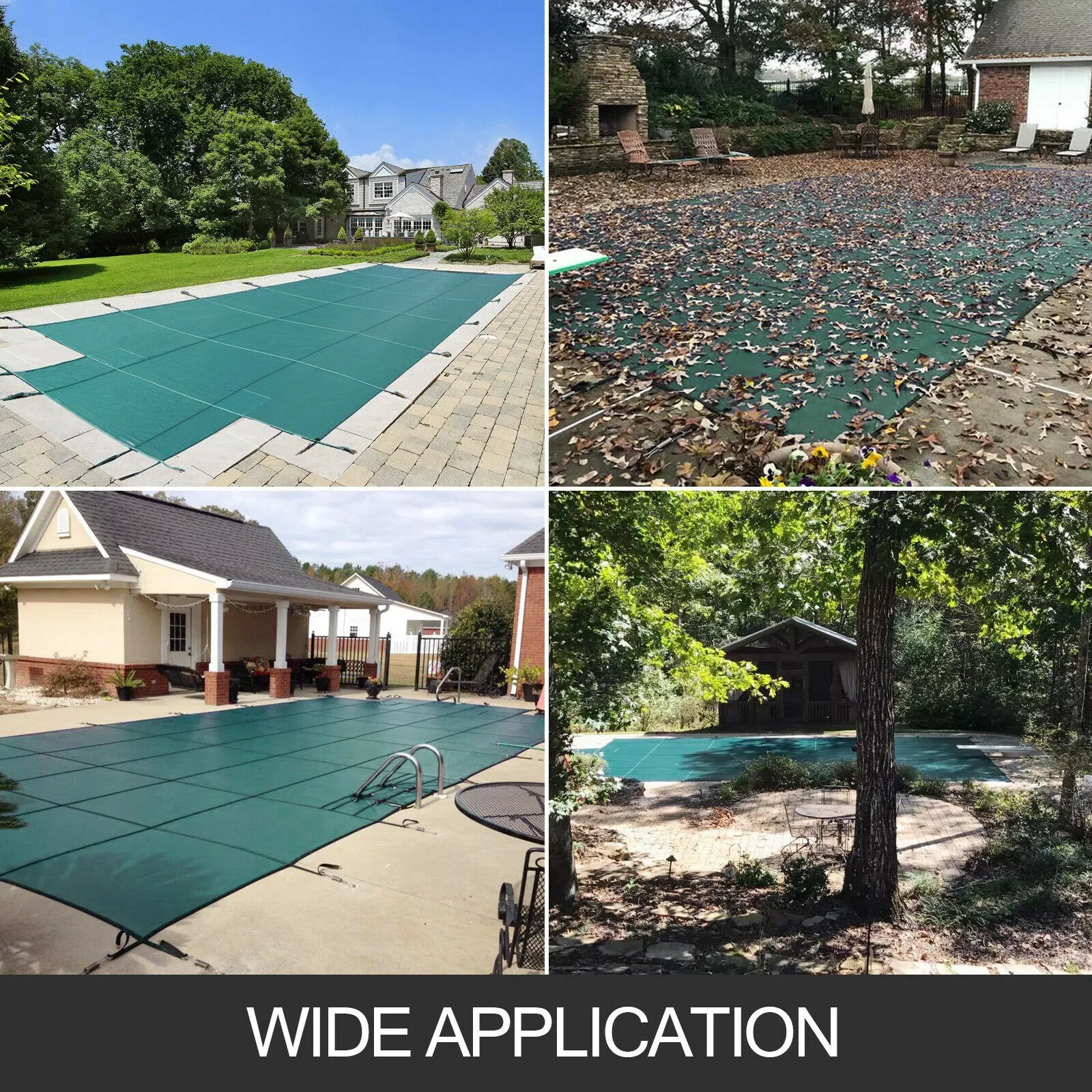 

Safety Pool Cover Rectangle Inground Green Mesh Pool Cover With 4x8ft Center End Steps For Winter Swimming Pool Protection