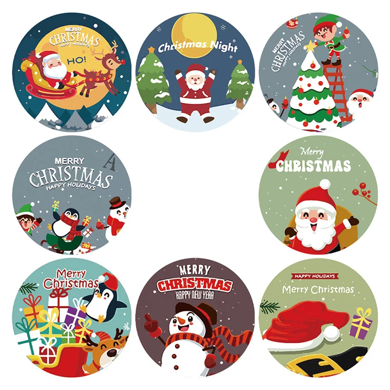 

500Pcs Merry Christmas Stickers Christmas Theme Seal Labels Stickers for DIY Gift Baking Package Envelope Stationery Decor