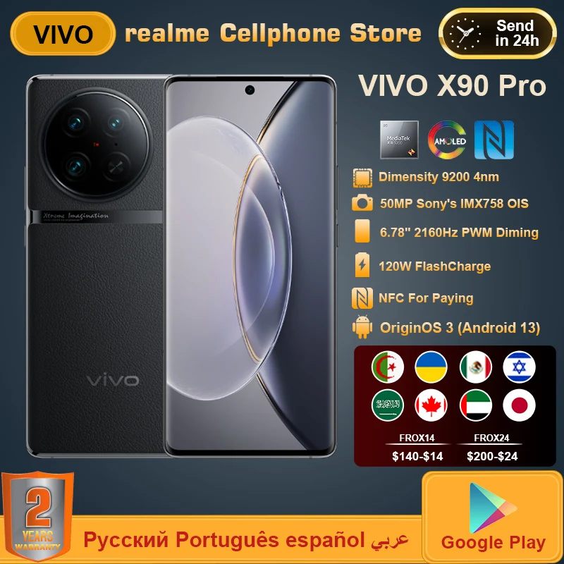 New VIVO X90 PRO 5G Smartphone Dimensity 9200 6.78 AMOLED 120W Charge 50W Wireless Charge 50M Camera IP68 Waterproof NFC Phone