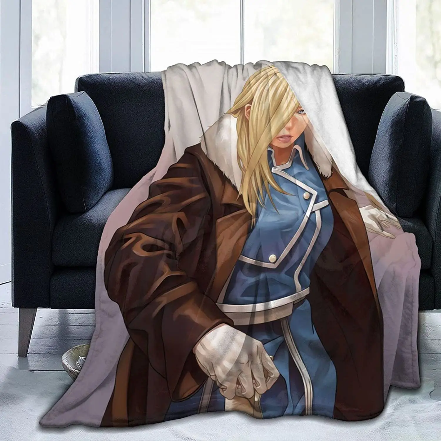 

Olivier Mira Armstrong Fluffy Soft and Comfortable Blanket, Anime Warm Embrace of Sympathy