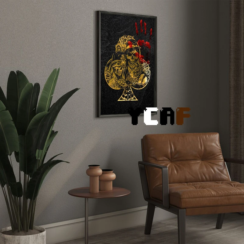 Золотые игральные карты Джокер королева король конфетные настенное искусство