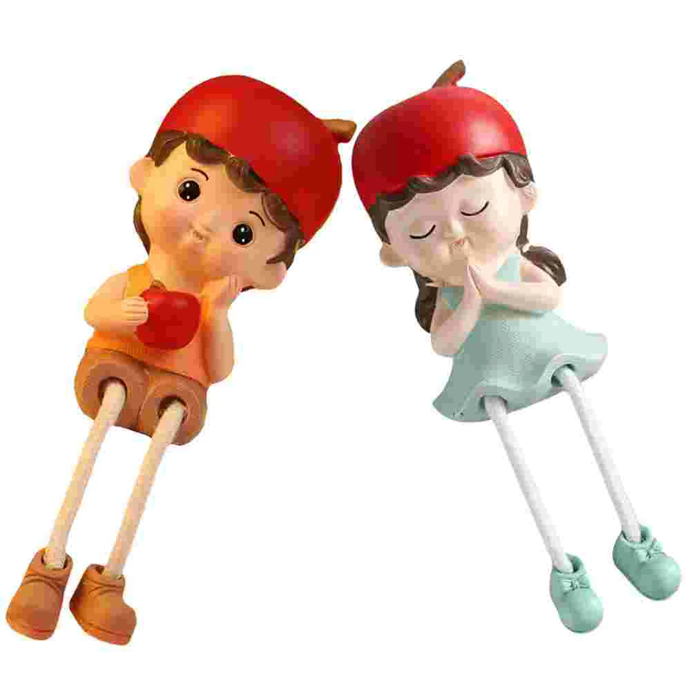 

Cartoon Couple Hanging Feet Resin Ornament Valentine Decorative Objects Shelves Adorable Toy Statue Romantic
