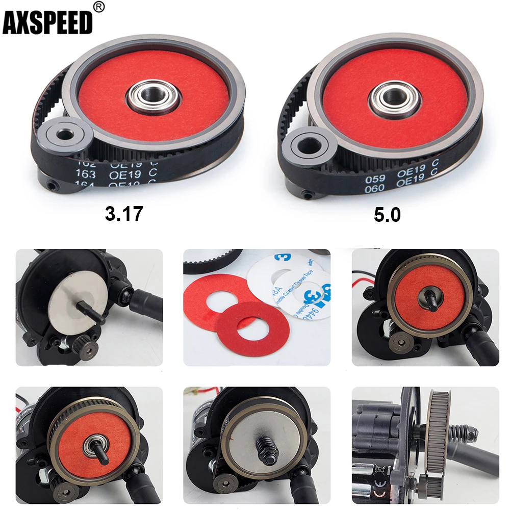 AXSPEED Motor Gear Belt Drive 3.17/5.0mm Transmission Set Gears System for 1/10 Axial SCX10 SCX10 II 90046 RC Crawler Car Parts