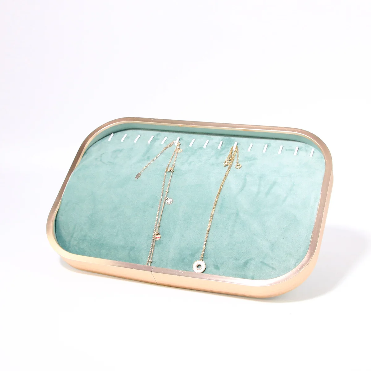 New Design Light Green Suede Ring Earrings Organizer Fashion Jewelry Box for Shop Home Storage Display Stand Holder Rack Tray