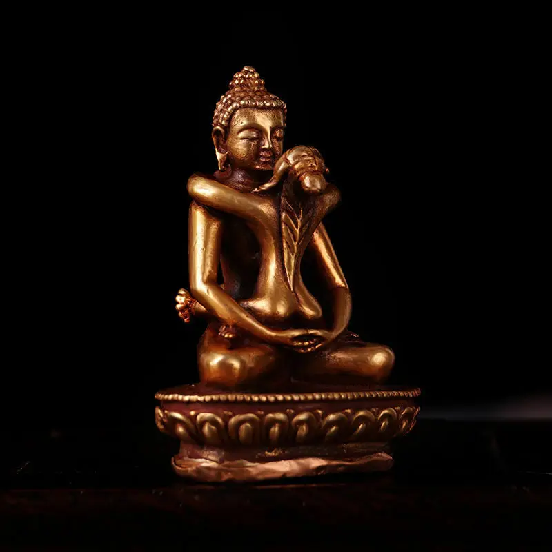 

Nepalese Buddhism Fane Bronze Gilt Gold Samtabhadra Consort Happy Buddha Statue