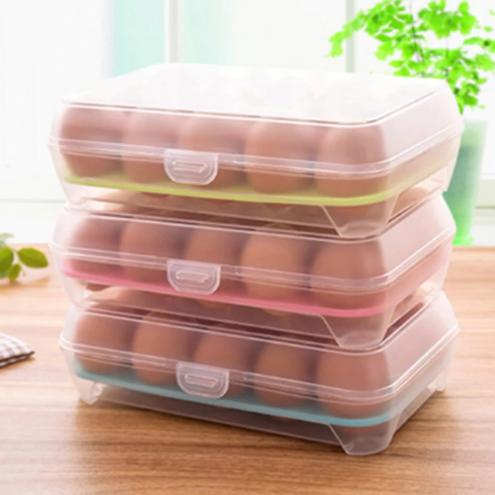 

15 Egg Storage Food Container Egg Dispenser Storage Box