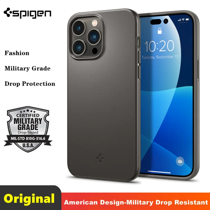 

For Apple iPhone 14 Plus / 14 / 14 Pro / 14 Pro Max Case | Korean Brand Spigen [ Thin Fit ] Slim Matte Cover - Gunmetal