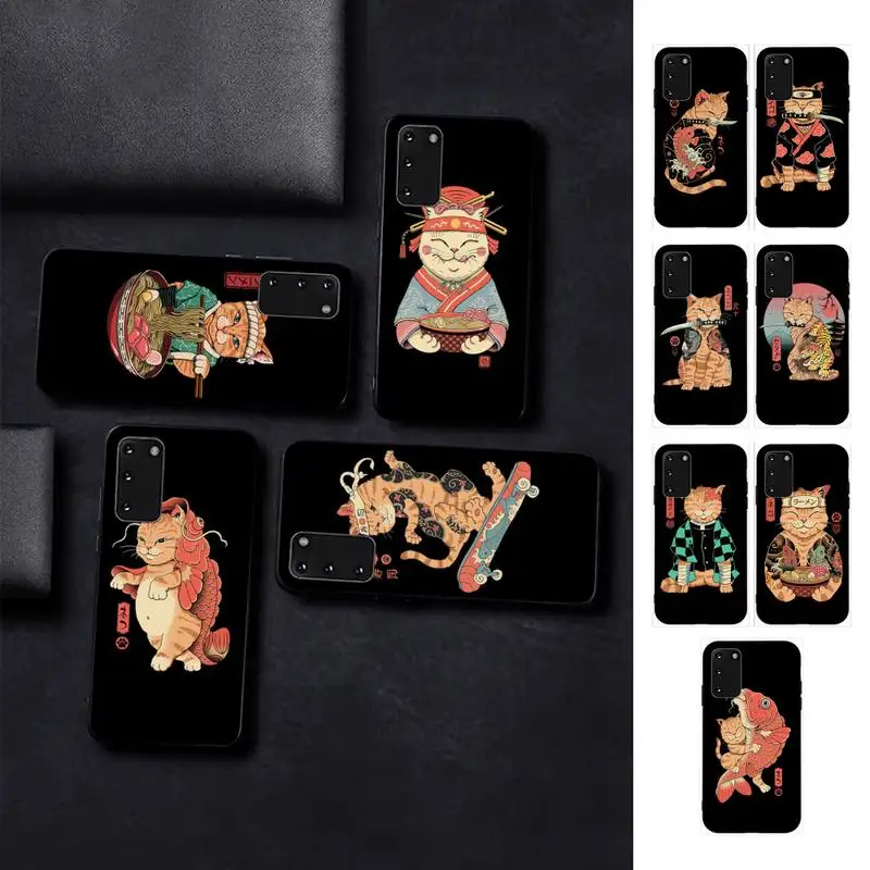 

JAMULAR Neko Ramen Japan Cat Anime Phone Case for Samsung S10 21 20 9 8 plus lite S20 UlTRA 7edge