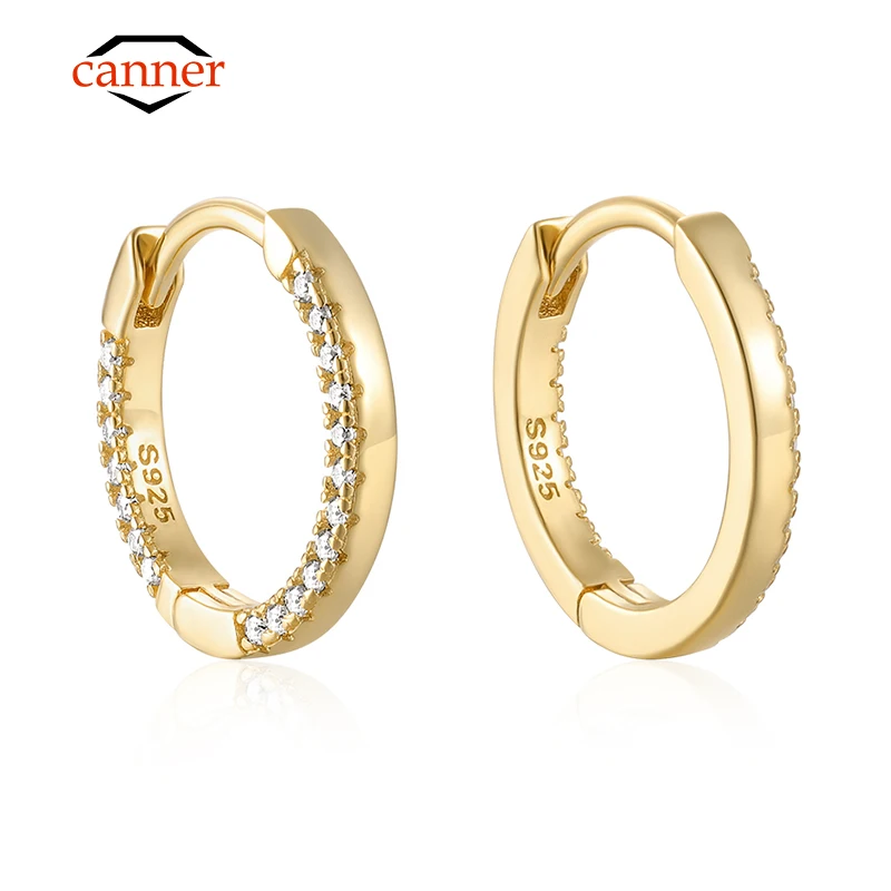 

CANNER Trendy Simple D Color Moissanite Round Hoop Earrings For Women S925 Sterling Silver Wedding Fine Jewelry Gifts Oorbellen