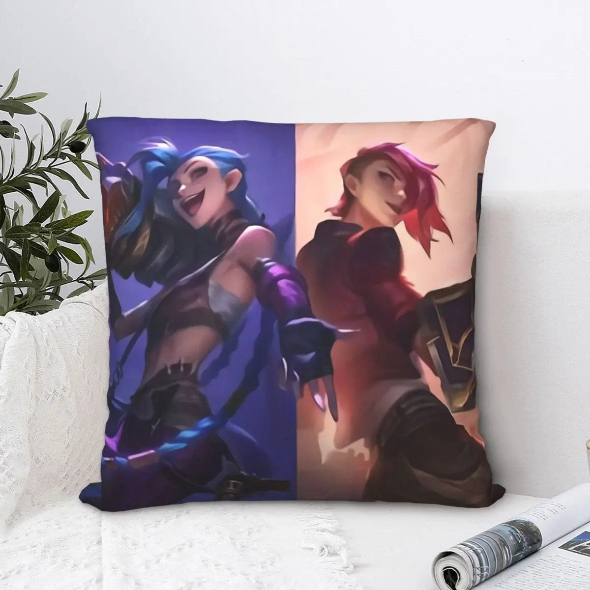 

Vi и порошковый чехол для диванной подушки Arcane League of Legends, рюкзак, подушки, чехол «сделай сам», с принтом, модный Декор для дивана