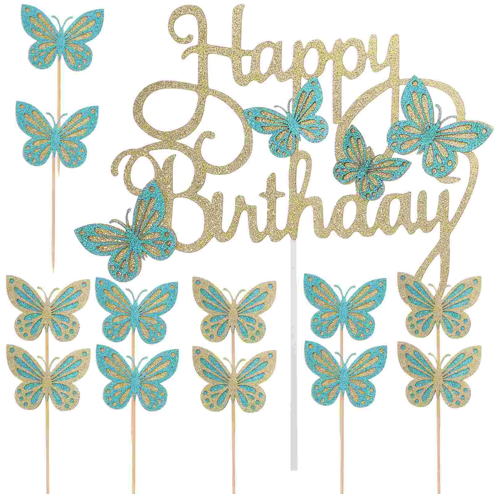 

Cake Birthday Decor Decorations Decorative Props Ornamentsinserts Cupcake Happy