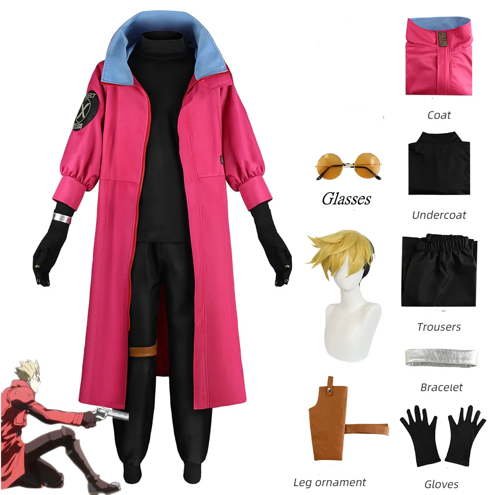 

Anime Trigun Vash The Stampede Cosplay Costume Trigun Stampede Wig Roleplay Fantasia Role Playing Clothes Halloween Uniform sets