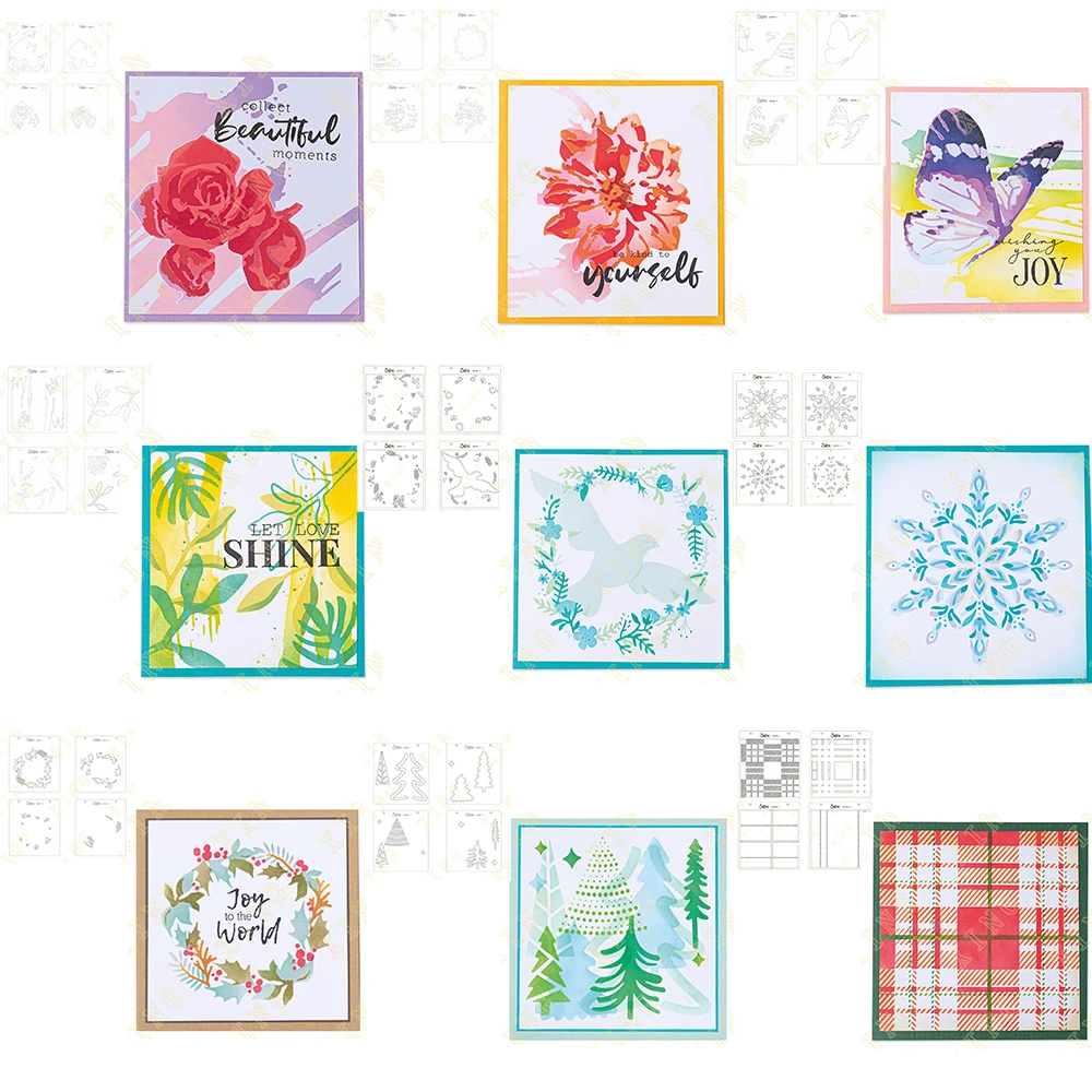 

Diy Layering Stencils Painting Scrapbook Coloring Embossing Album Decorative Template New Arrival Butterfly Snowflake Leaves
