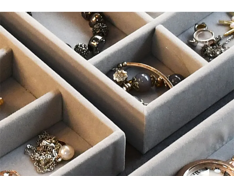 Acrylic Organizers Velvet Three-Layer Jewellery Storage Box Earring Rings Necklace Large Space Jewellery Case Holder Women Gift