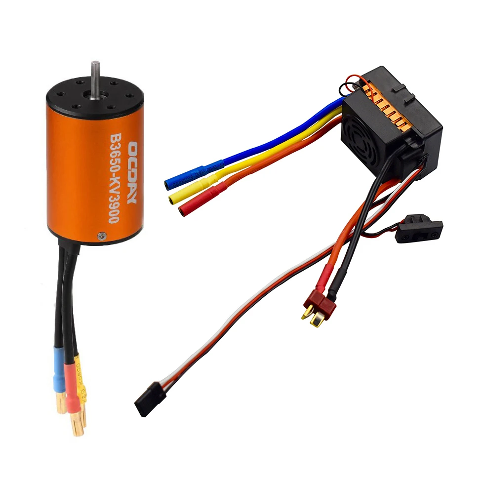 B3650 3900KV 4-полюсный Бессенсорный бесщеточный двигатель и 60A электронный регулятор скорости Комбинированный набор для 1/10 RC автомобилей и грузовиков