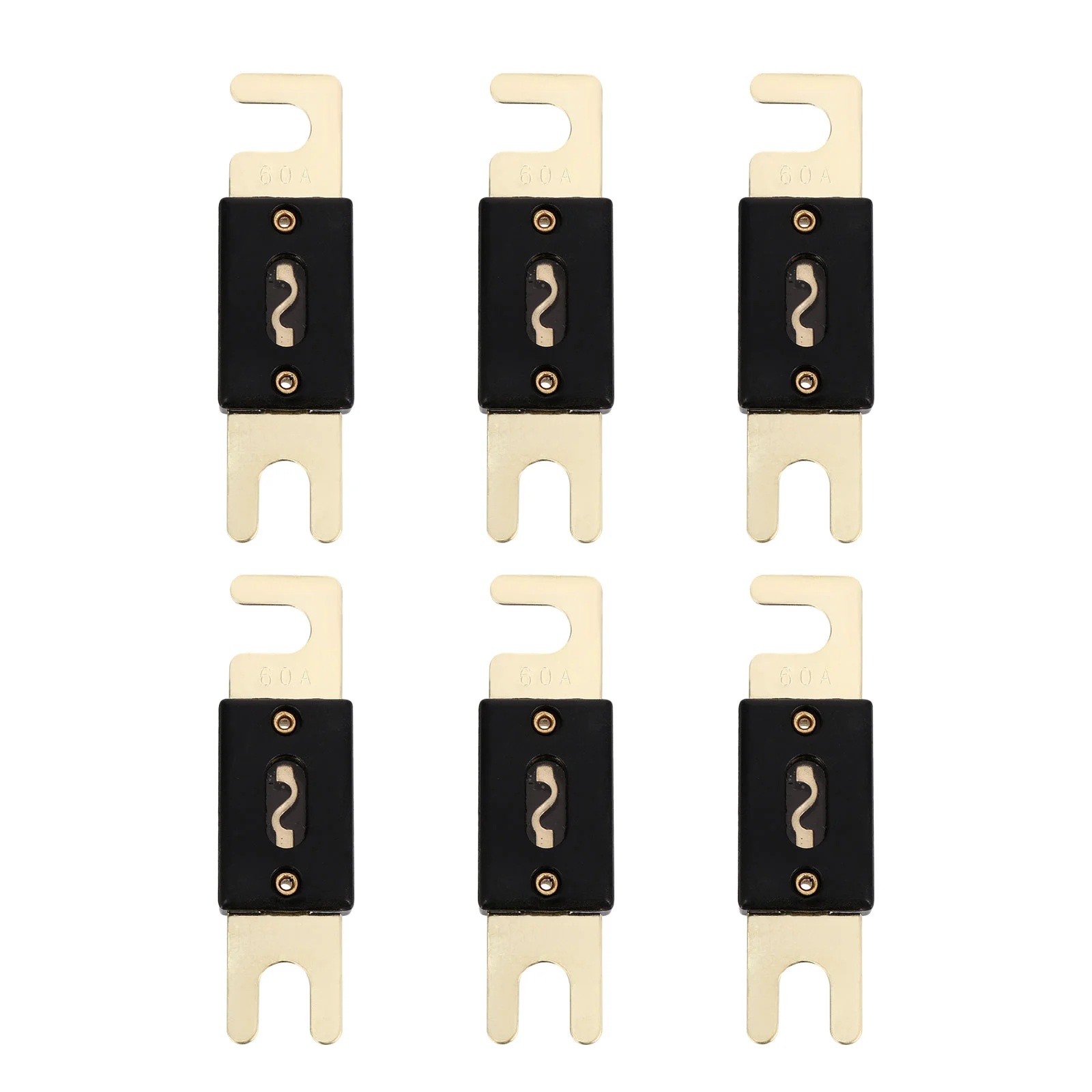 

6 Pcs Automotive Fuses Fuse Chip Audio Video System Fittings 8X2.2CM Gold Plated Supply Black Copper