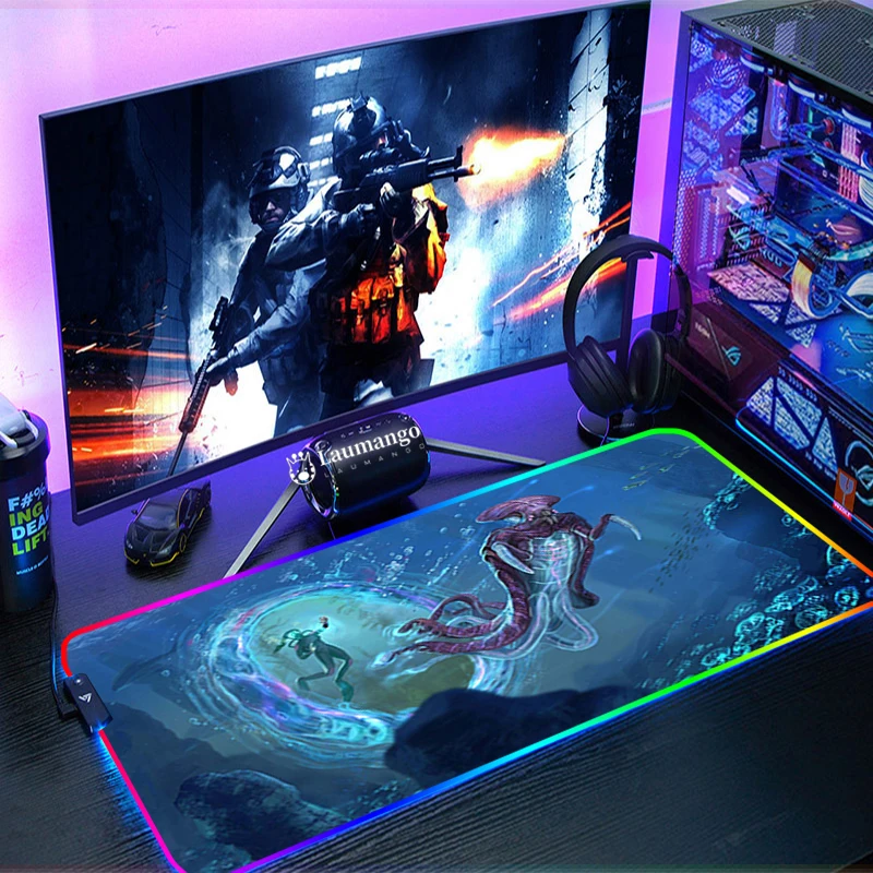 

Игровой коврик для мыши Subnautica с Rgb подсветкой, настольная Защита ПК, подсветка, коврик для клавиатуры Xxl, большой игровой Расширенный милый