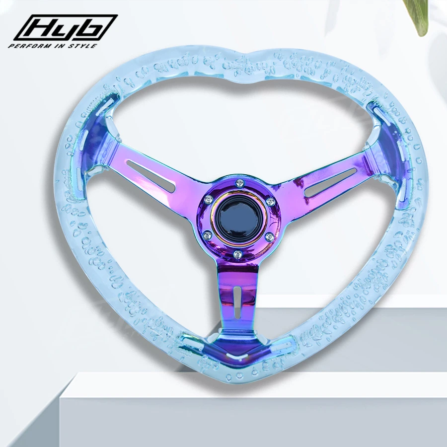 JDM прозрачный акриловый пузырь сердце рулевое колесо Neo светящиеся