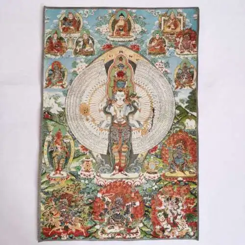 

Tibet Tibetan Cloth Silk 1000 Arms Avalokiteshvara Kwan-yin Tangka Thangka