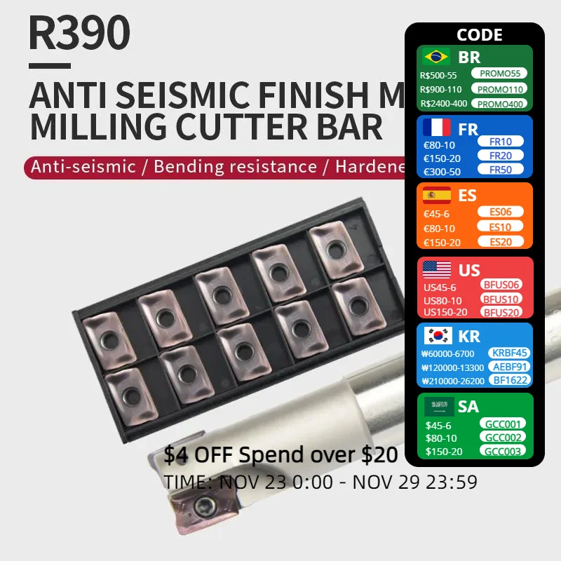 

1pcs R390 C15-16-150 200-2T/ R390 C19-20-150-2T Indexable face milling cutter holder and CNC tool combination for R39011 carbide