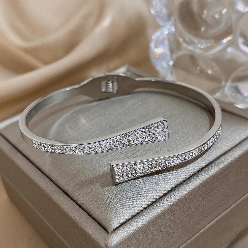 Greatera Роскошные инкрустированные искусственными манжетами из нержавеющей стали