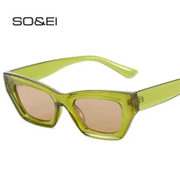 soei ins popular fashion cat eye sunglasses women jelly color shades uv400 trending men vintage orange green sun glasses