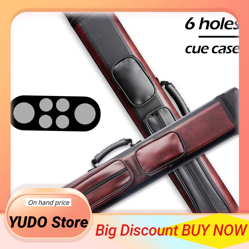 Billiards 6 Holes Cue Case 2 Butts 4 Shafts High Capacity 86*8*13cm PU Stick Bag Exquisite Durable Portable Billiard Accessories