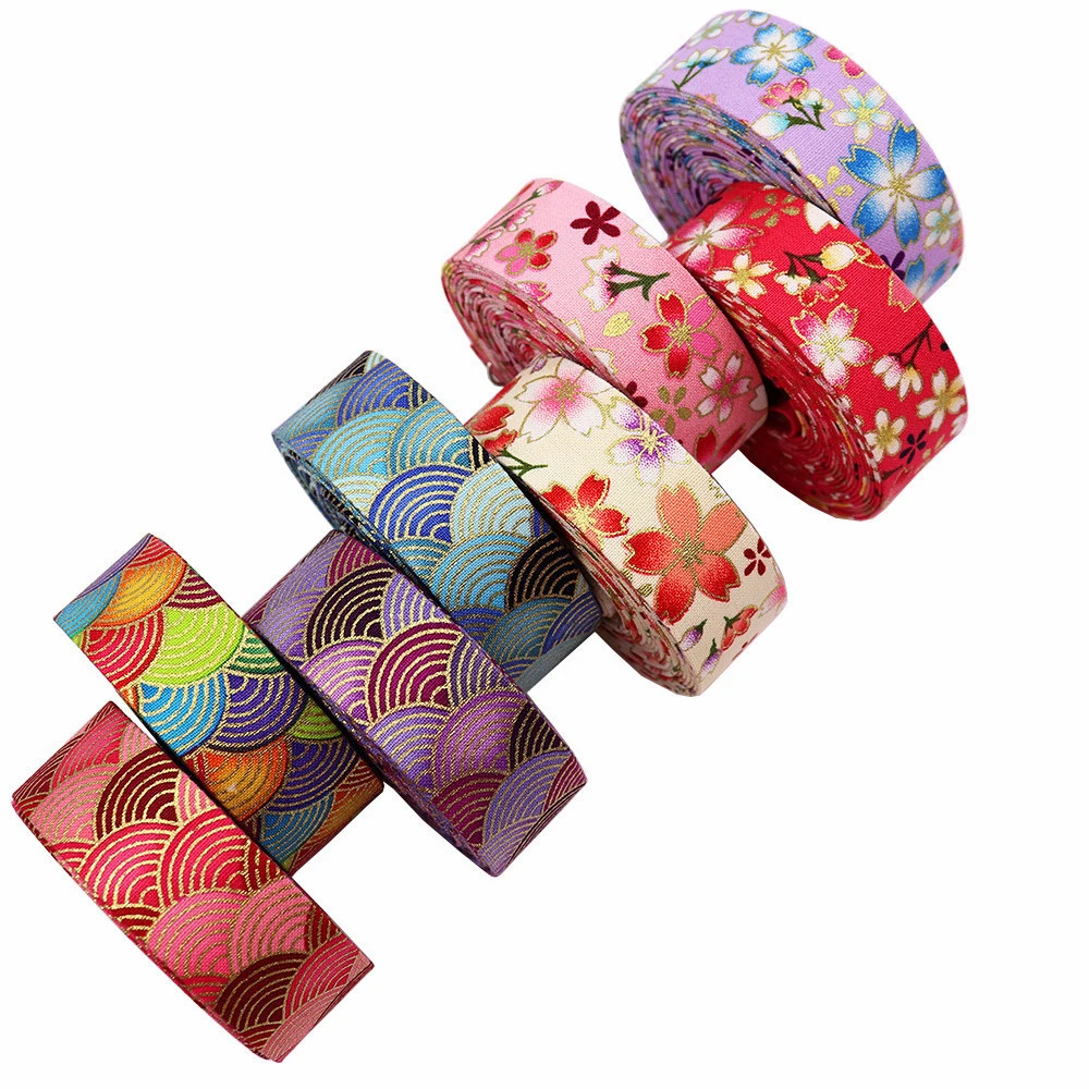 

5 Yards/Roll 10 25 40mm Double-Sided Colorful Flowers Cloth Ribbons for DIY Crafts Accessories Gift Wrapping Yard Decoration