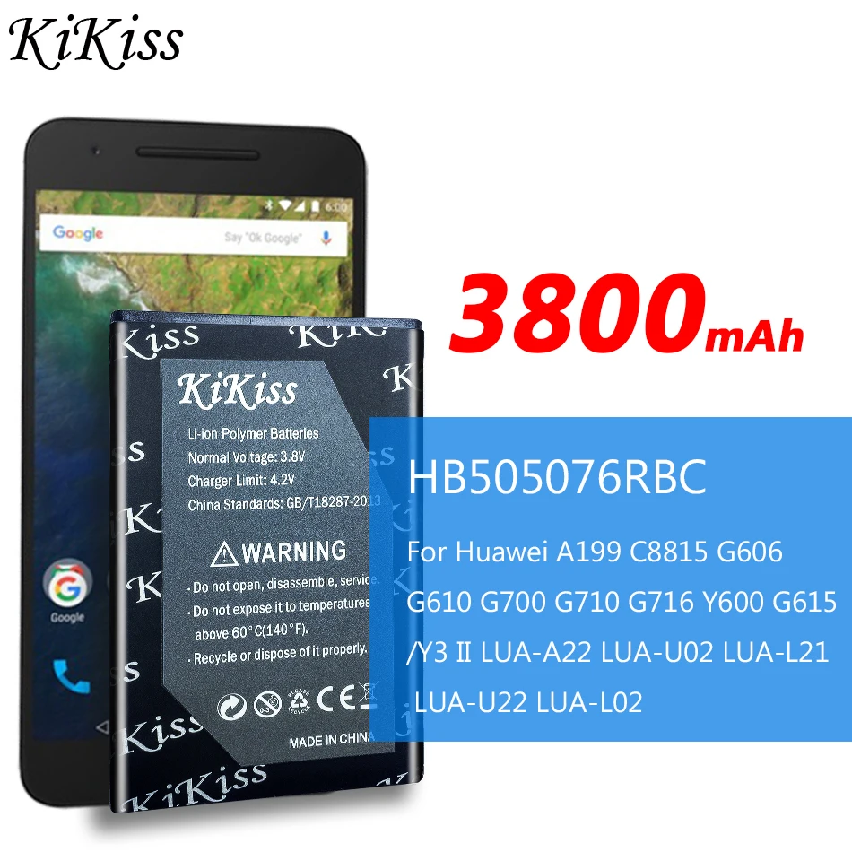 Аккумулятор HB505076RBC 3800 мА · ч для Huawei A199 C8815 G606 G610 G700 G710 G716 G610S Y3 II 2 Y3II Y3II-U22 LUA-U22 Lua-L21 -