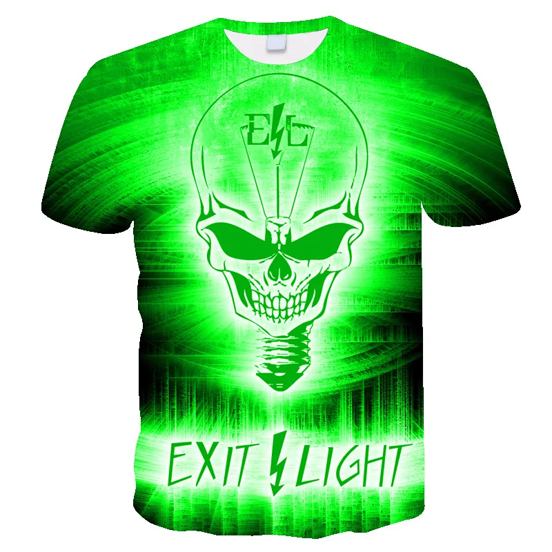 

Monochrome Men Vintage 3D Graphic T Shirts Skull Printed T-shirt Short Sleeve Casual Clothing Tee Horror Y2K Cool Streetwear