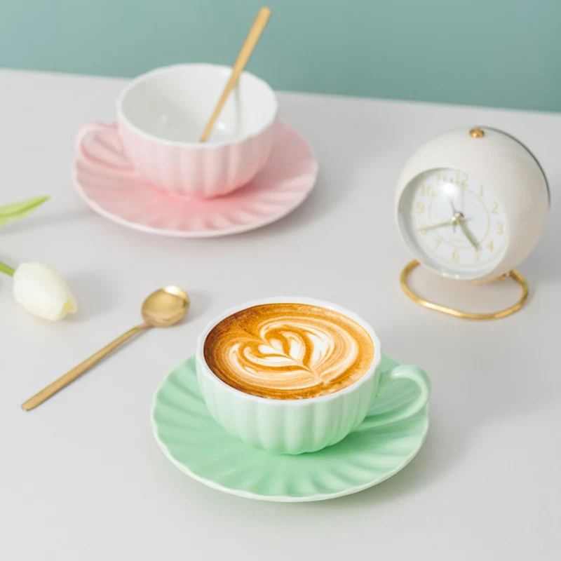 

Modern Kawaii Coffee Cup Creative Restaurant Travel Beautiful Coffee Cup Mate Camping Canecas Cafe Criativas Cup Saucer Set
