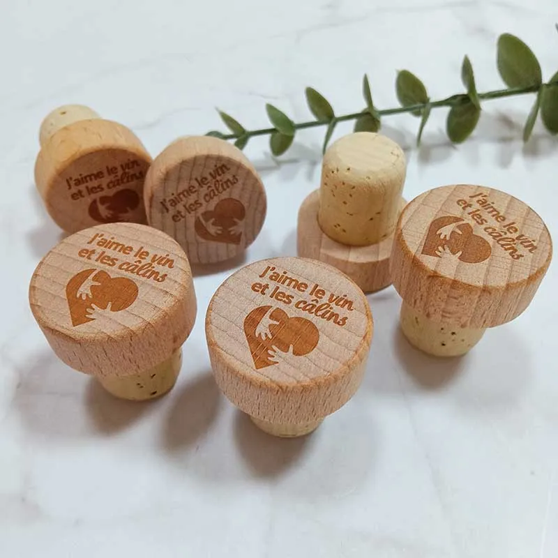 Пользовательская Свадебная винная пробка деревянные пробки для бутылок резная