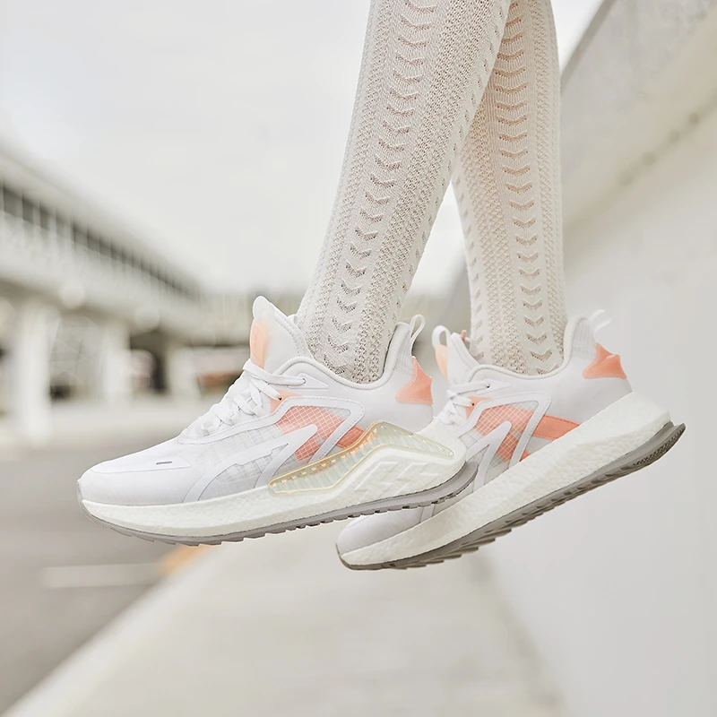 QIAODAN Female Sneakers 2023 Letter Printed Comfortable Casual Anti-Slip Outdoor Women Shoeless Footwear Sports Shoes KM12210206