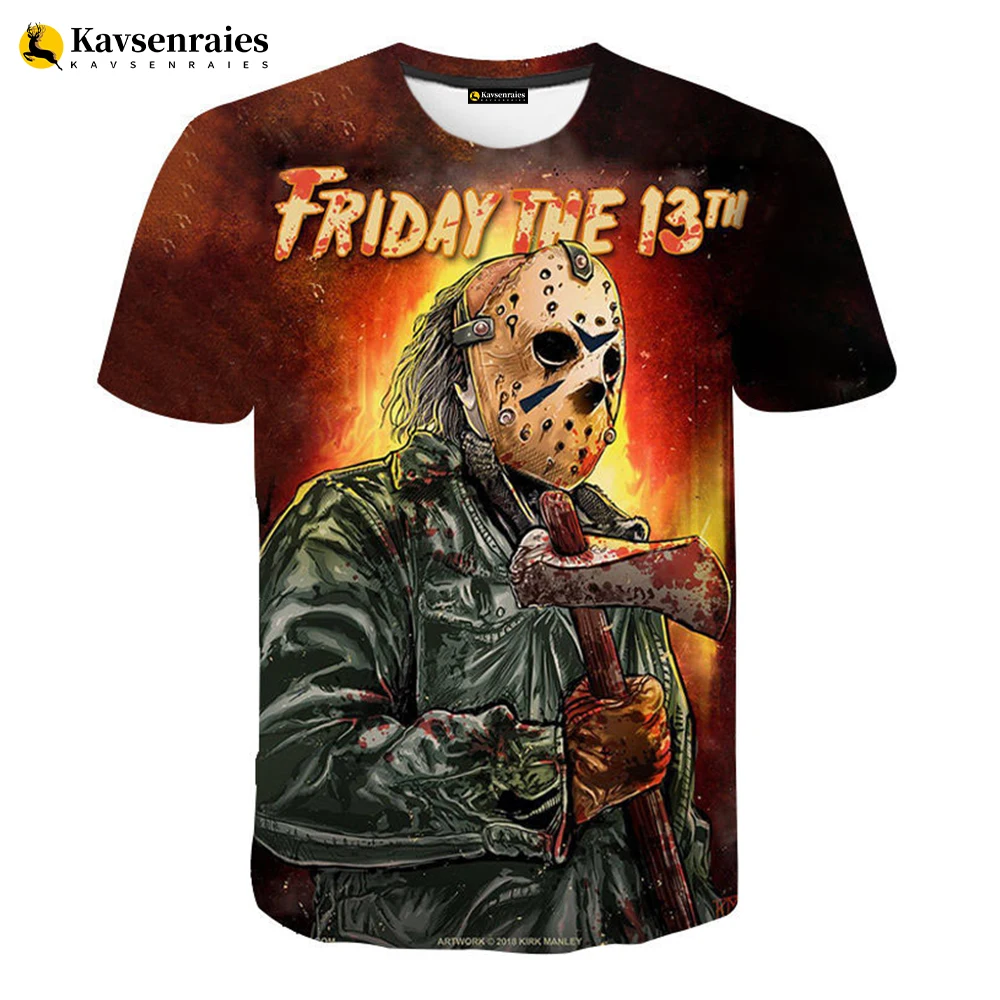 

Jason Voorhees 3D Printed T-shirt Halloween Horror Movie Friday the 13th Streetwear Oversized Tops Men Women Casual Cool T Shirt