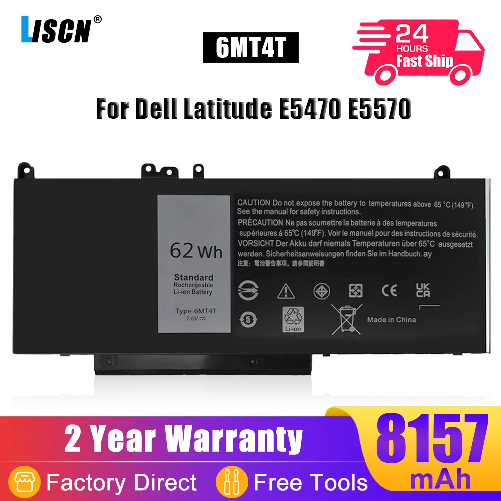 LISCN 7 6 В 62 Втч 6MT4T Аккумулятор для ноутбука DELL Latitude E5470 E5570 Pricision 15 3510 Series 7V69Y TXF9M 79VRK
