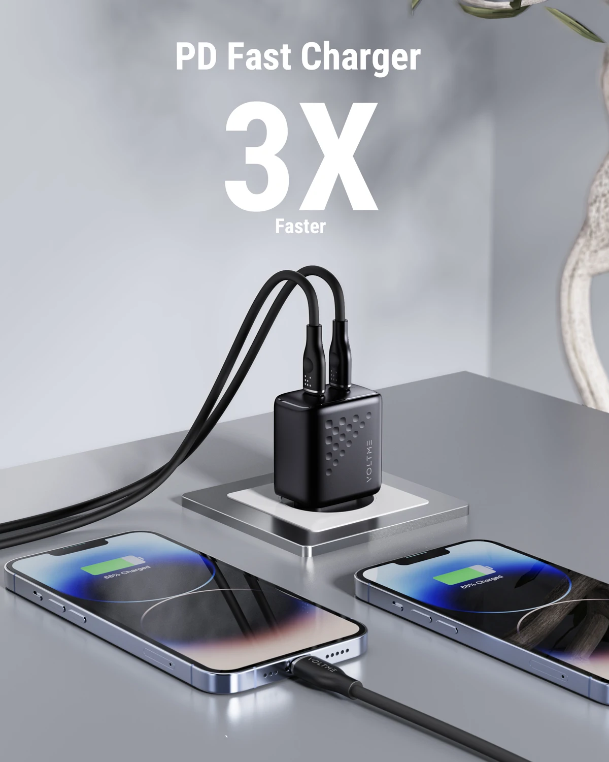 VOLTME 35W GaN USB C Charger Quick Charge 4.0 3.0 PD USB-C Charger For Macbook Air 15