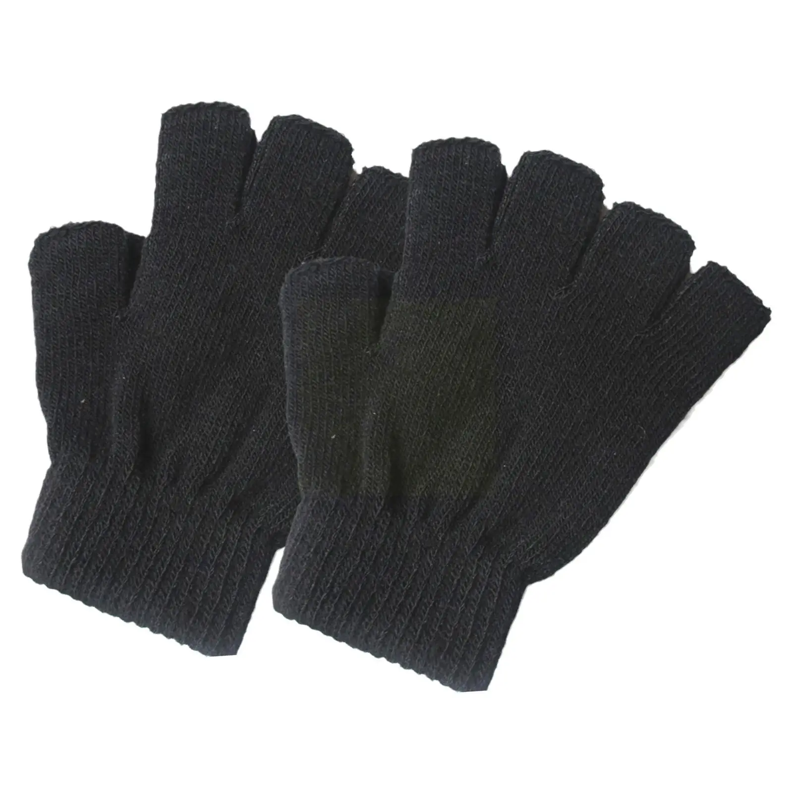 

Winter Warm Gloves Black Fashion Knitting Mens Womens Thermal Cotton Half Finger Gloves For Workout Study 6.3 Inch B0P5