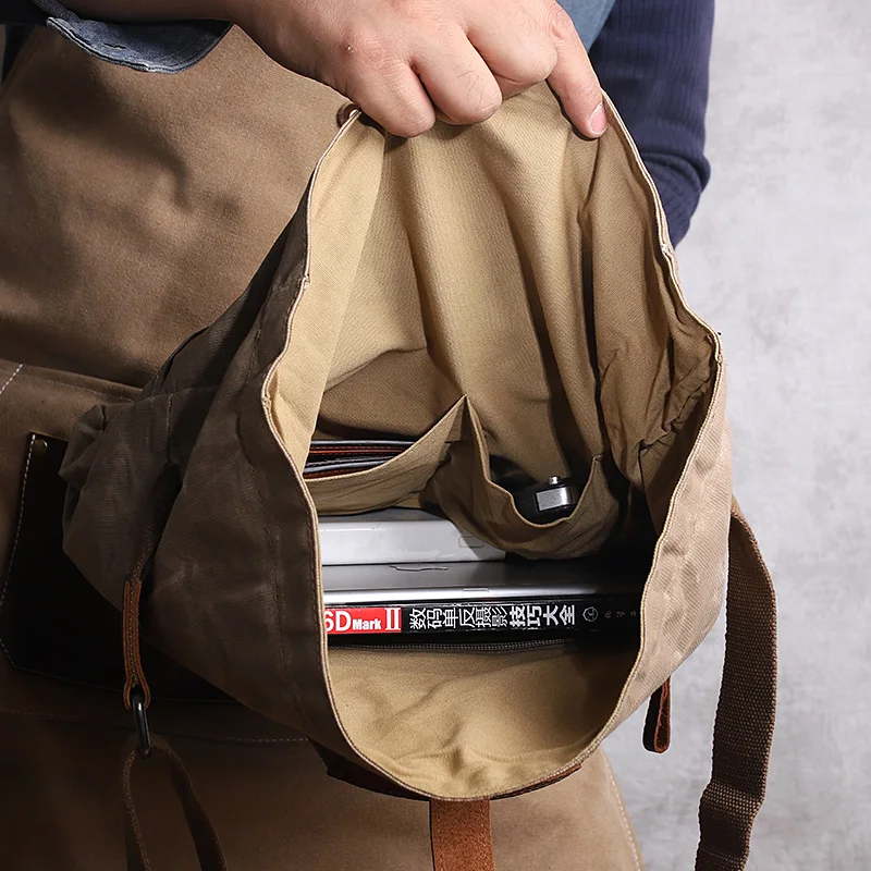 Original Handmade Men Messenger Bags High Quality Canvas Crazy Horse Leather Travel Crossbody Bags for Male Tote Shoulder Bags