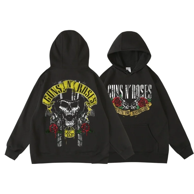 

Gothic Hoodies Men Guns N Roses Sweatshirt Autumn Hip Hop Rock Harajuku Oversized Y2k Loose Casual Graphic Print Pullovers