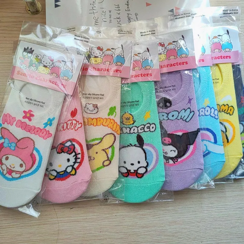 

Sanrio Kawaii Hello Kitty Socks Cinnamoroll Pochacco Cartoon Anime Summer Students Girls Invisible Non Slip Casual Cotton Socks