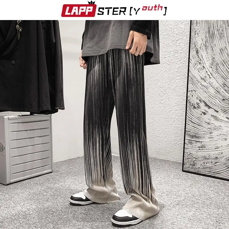 

LAPPSTER-Youth Streetwear Wide Leg Sweatpants 2022 Baggy Harajuku Casual Joggers Pants Black Casual Harem Pants Track Pants