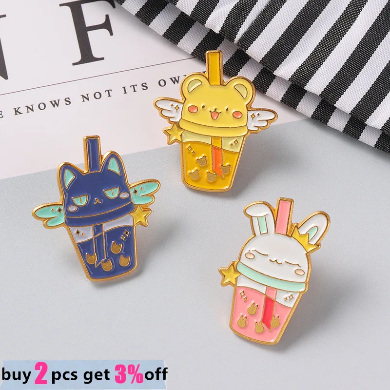 Оптовая продажа японское аниме эмалированная булавка снег кролик кот цербер