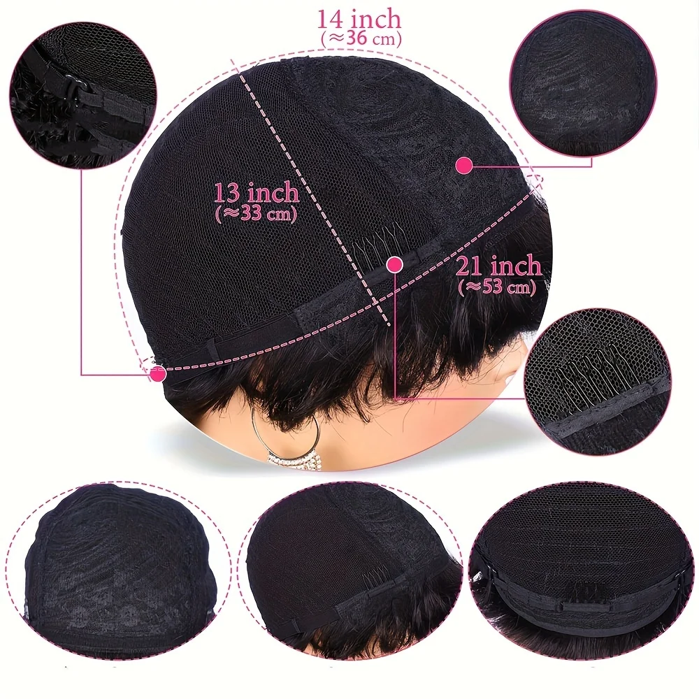 TNICE Короткие волосы с стрижкой пикси парик из натуральных волос естественная