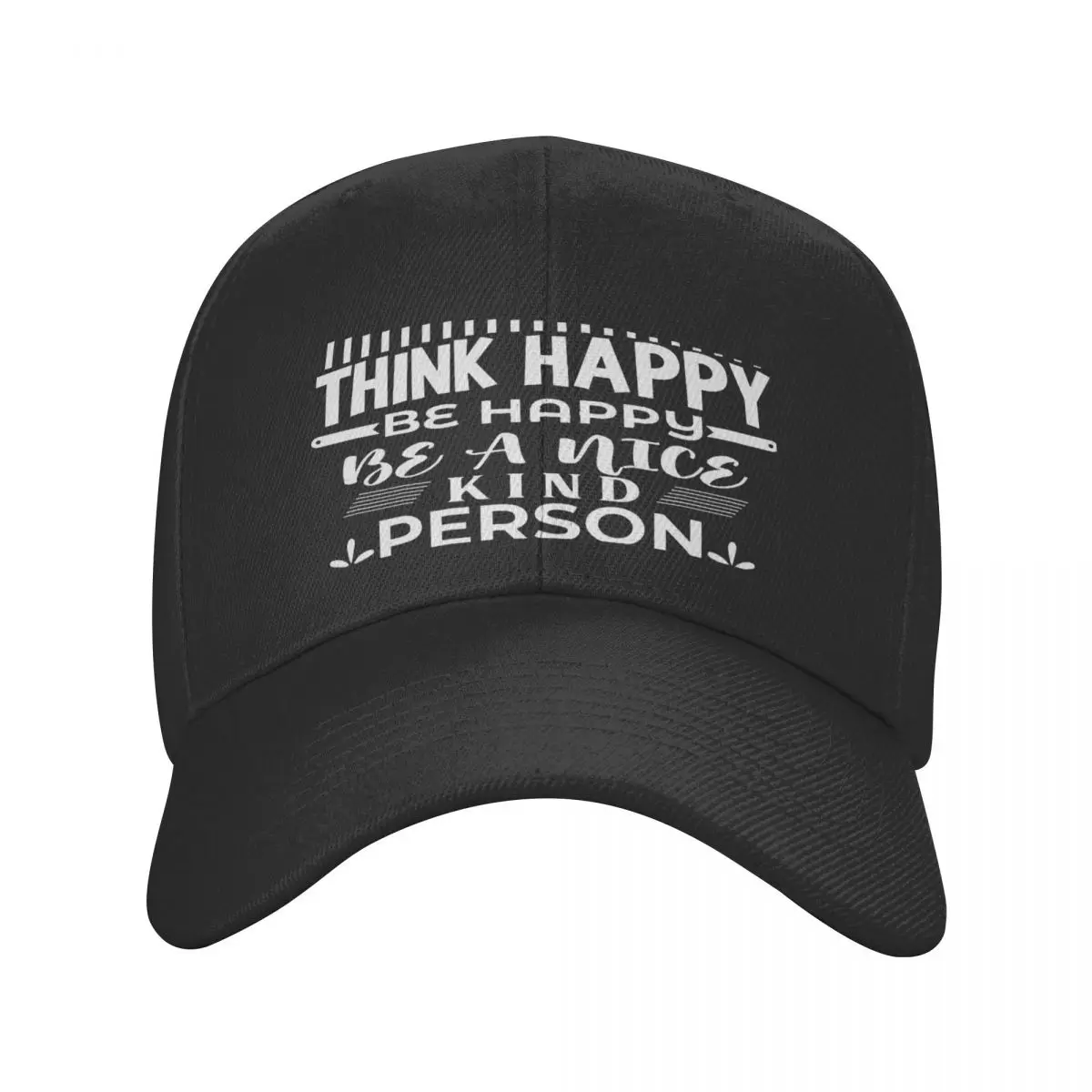 

Надпись Think Happy Be A Nice, Кепка из полиэстера, персонализированная Влагоотводящая Подарочная Кепка, хороший подарок