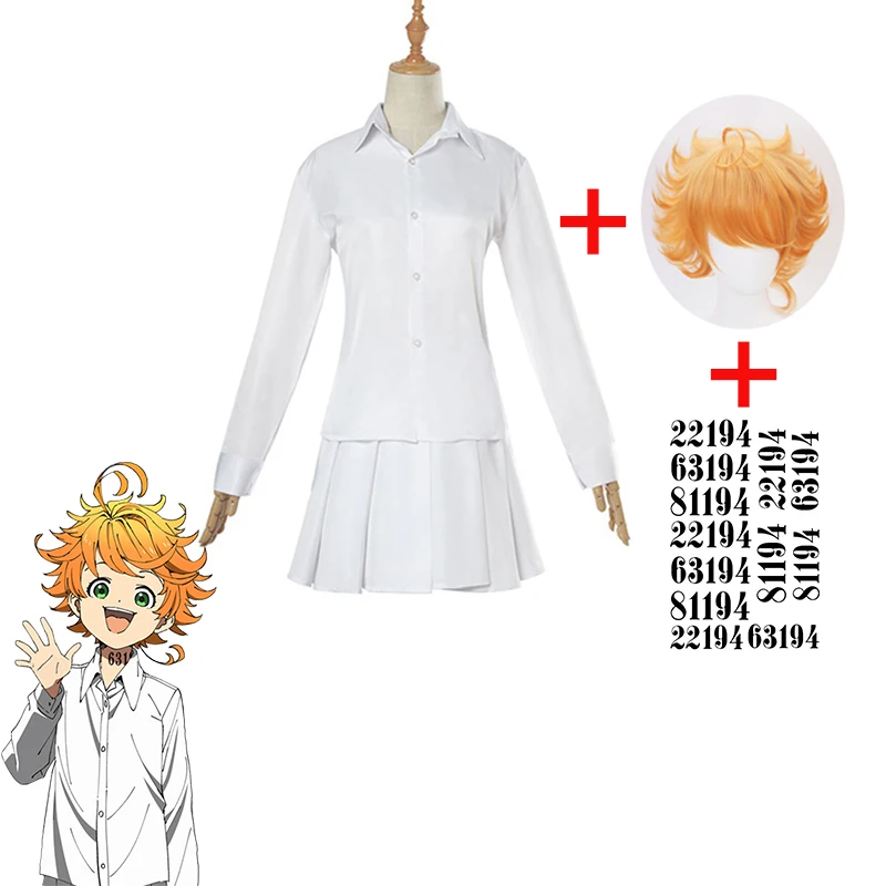 

The Promised Neverland Emma Norman Ray Cosplay Costume Student Uniform Anime Cosplay Wig Washable Tattoo Stickers