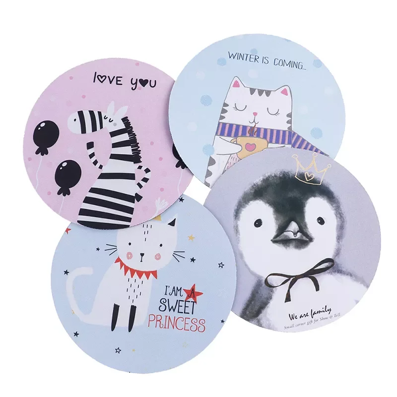 

New 1pc Cartoon Animal Pattern Mouse Pad Round Mousepad Office Mice Pad Rubber Home Computer Anti-slip Table Mat Study Room